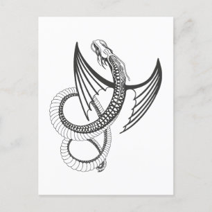 Flying Dragon in dark gray and white Postcard