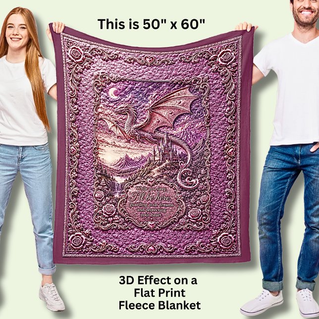 Flying Dragon Pinks, While You Sleep, 3D Effect Fleece Blanket (Creator Uploaded)