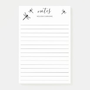 Flying Dragonflies & Custom Title And Name Lined Post-it Notes