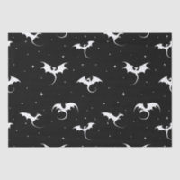Flying dragons and stars on black background