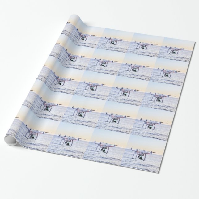 Flying drone at coast above sea wrapping paper (Unrolled)