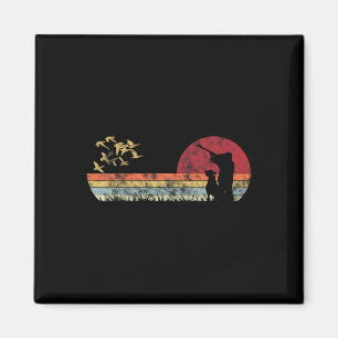 Flying Duck Hunting With Dog Retro Style  Magnet