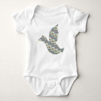 Flying Duck with Mallard Duck Diagonal Pattern Baby Bodysuit