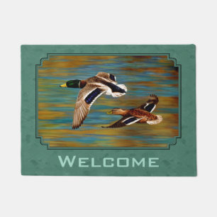 Flying Ducks Sea Mist Green Doormat