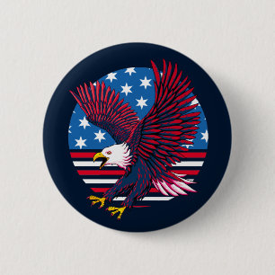 Flying Eagle and American Flag 6 Cm Round Badge