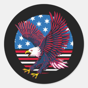 Flying Eagle and American Flag Classic Round Sticker