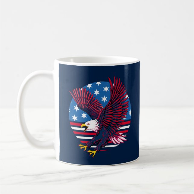 Flying Eagle and American Flag Coffee Mug (Left)