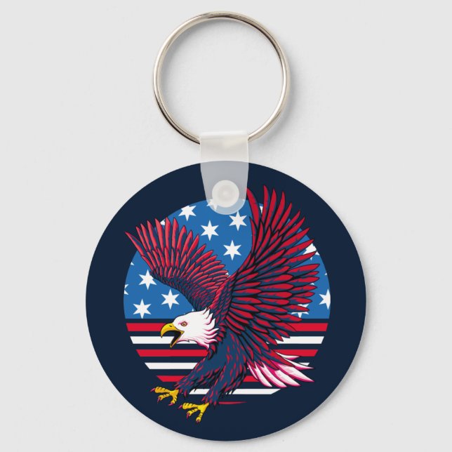 Flying Eagle and American Flag Key Ring (Front)