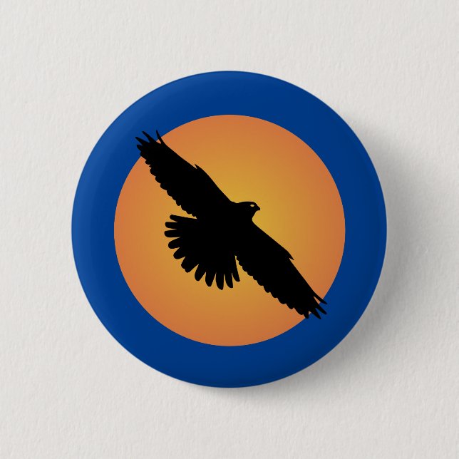 Flying eagle at front of the sun 6 cm round badge (Front)