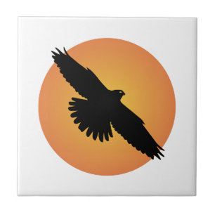 Flying eagle at front of the sun ceramic tile