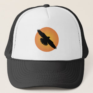 Flying eagle at front of the sun trucker hat