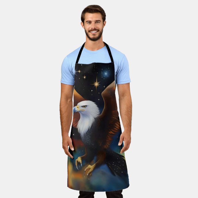 Flying Eagle Colourful Cosmic Art, Apron (Worn)