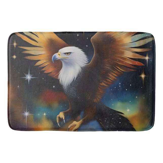 Flying Eagle Colourful Cosmic Art, Bath Mat (Front)