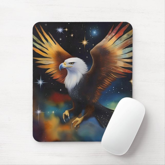 Flying Eagle Colourful Cosmic Art, Mouse Pad (With Mouse)