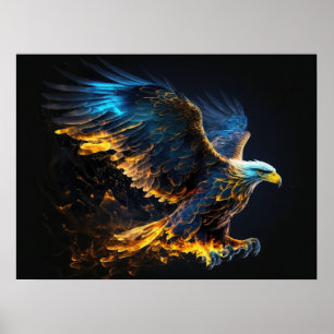 Flying Eagle Fire And Ice Poster