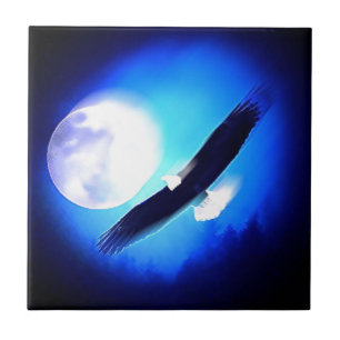 Flying Eagle & Moon Ceramic Tile