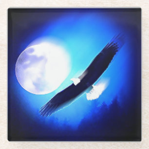 Flying Eagle & Moon Glass Coaster