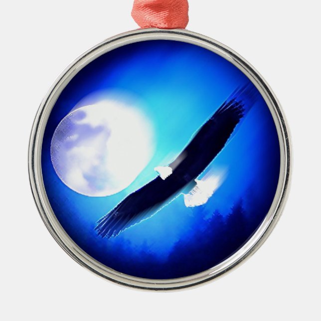 Flying Eagle & Moon Metal Ornament (Front)