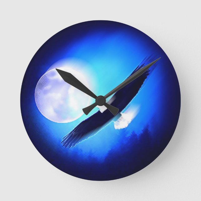 Flying Eagle & Moon Round Clock (Front)