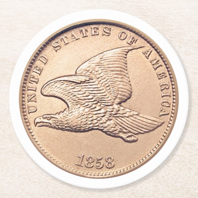 Flying Eagle Penny Round Paper Coaster (Front)