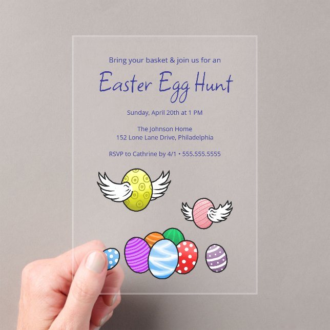 Flying Easter Eggs Acrylic Invitations (Insitu (Handheld))