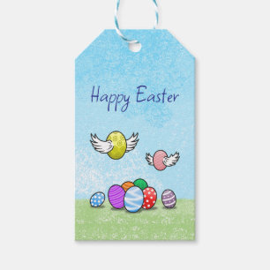 Flying Easter Eggs Gift Tags