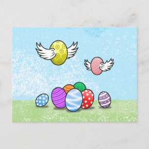 Flying Easter Eggs Holiday Postcard