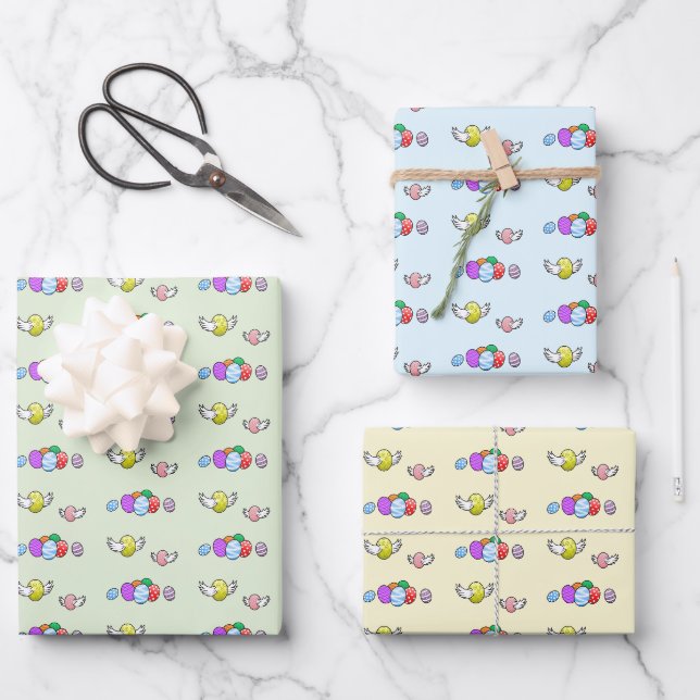Flying Easter Eggs Wrapping Paper Sheet (Front)