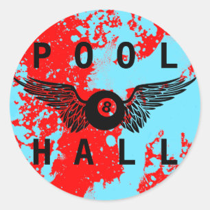 flying eightball pool hall classic round sticker