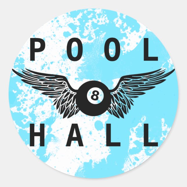 flying eightball pool hall classic round sticker (Front)