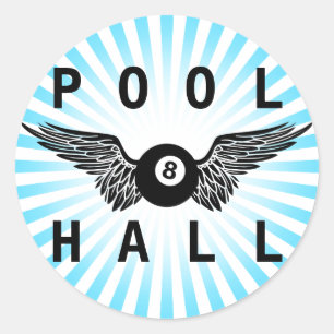 flying eightball pool hall classic round sticker