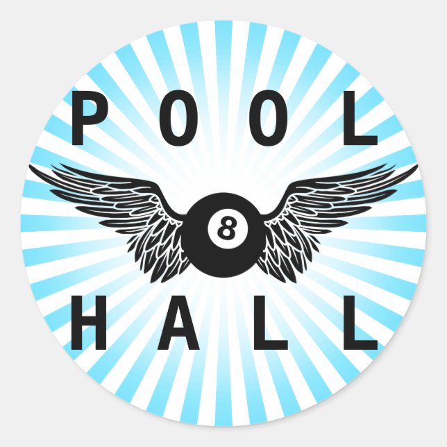 flying eightball pool hall classic round sticker (Front)