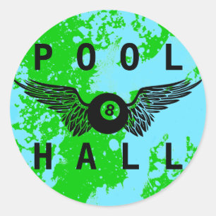 flying eightball pool hall classic round sticker