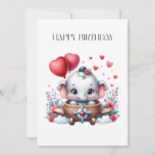Flying Elephant Birthday Invitation