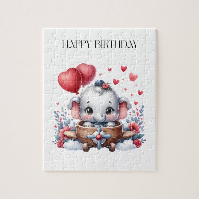Flying Elephant Birthday Jigsaw Puzzle (Vertical)