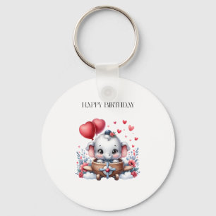 Flying Elephant Birthday Key Ring