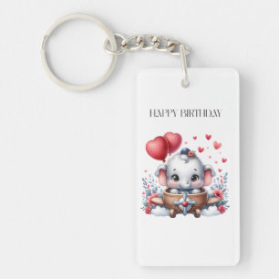 Flying Elephant Birthday Key Ring
