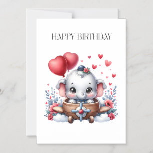 Flying Elephant Birthday Magnetic Invitation
