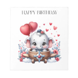 Flying Elephant Birthday Notepad