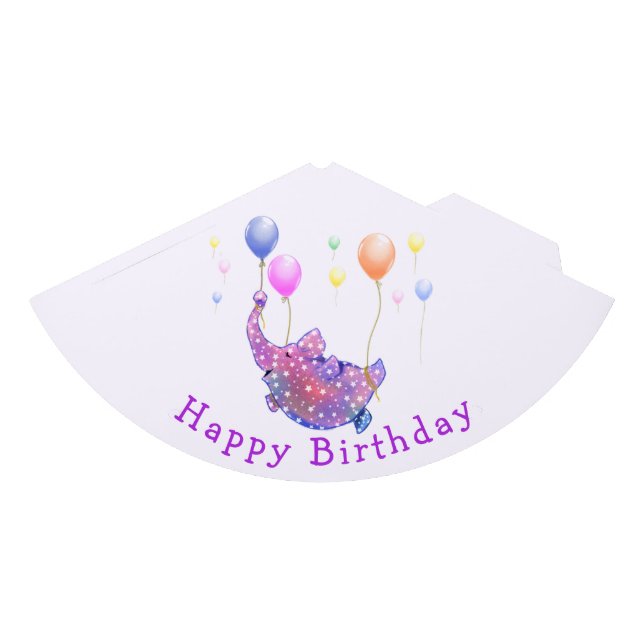 Flying Elephant Funny Birthday Paper Party Hat (Front)