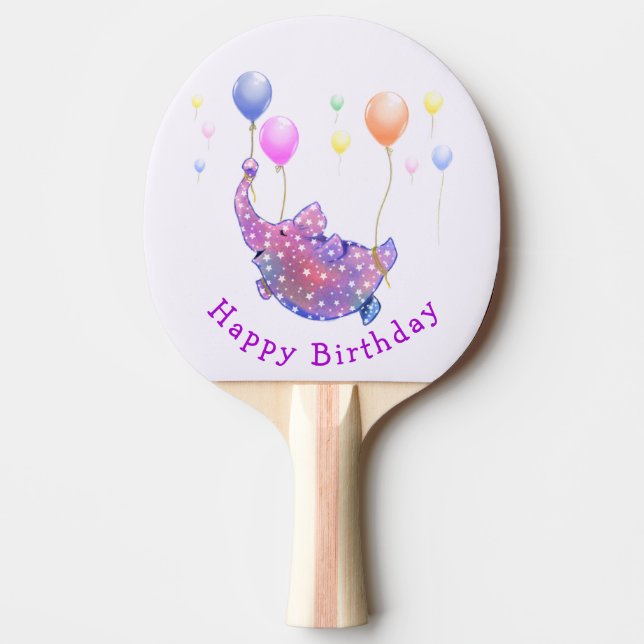 Flying Elephant Funny Birthday Ping Pong Paddle (Front)