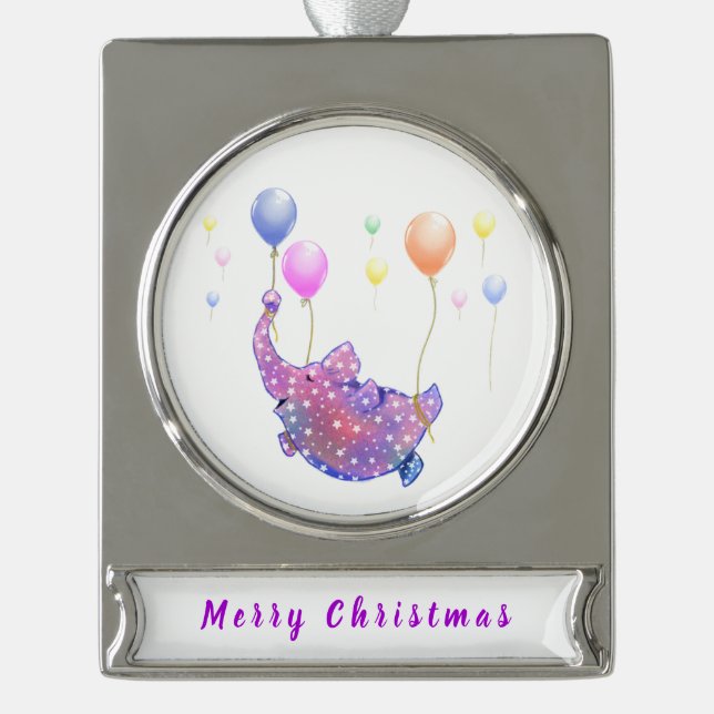 Flying Elephant Funny Christmas Ornament (Front)