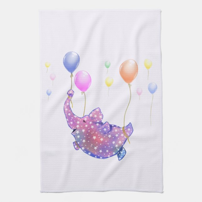 Flying Elephant Funny Kitchen Towel (Vertical)
