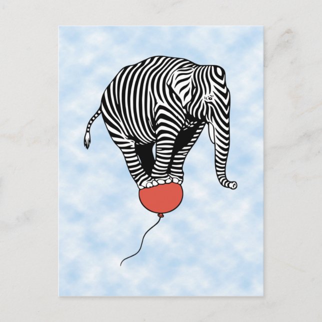 FLying Elephant Zebra Postcard (Front)