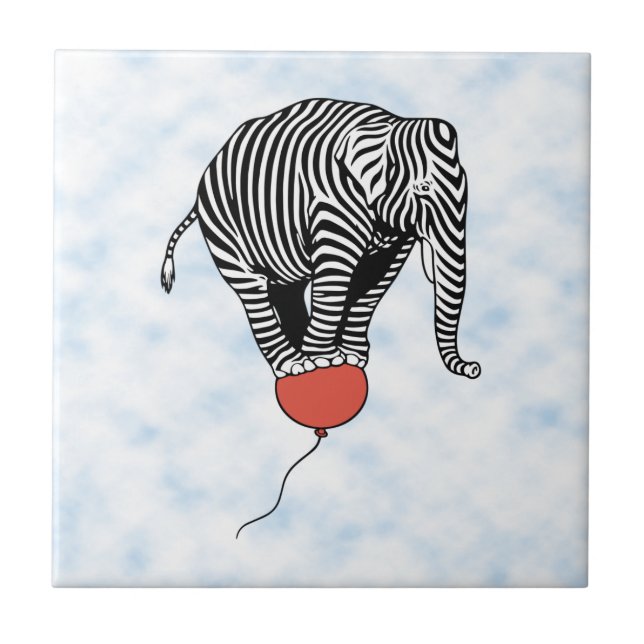FLying Elephant Zebra Tile (Front)