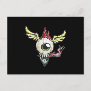 Flying Eyeball With Wings And German Helmet Postcard