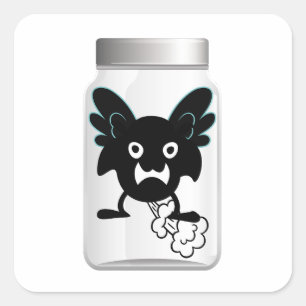 Flying Fart Monster in a Jar Square Sticker