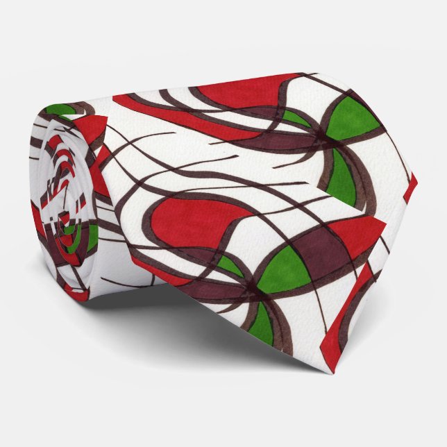 "Flying Fish" Abstract Design Tie (Rolled)