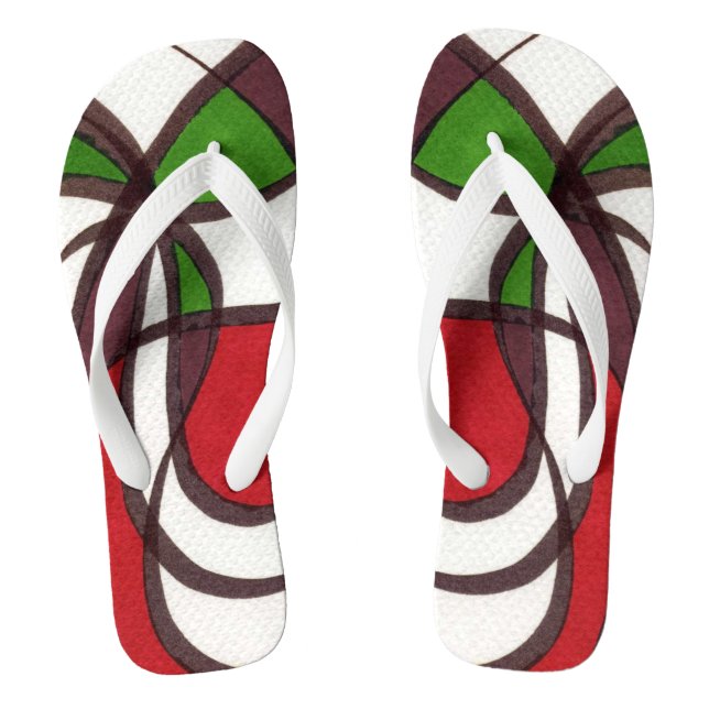 "Flying Fish" abstract flip flops. Thongs (Footbed)