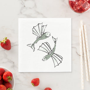 Flying Fish Hand Drawn Ocean Creature Napkin